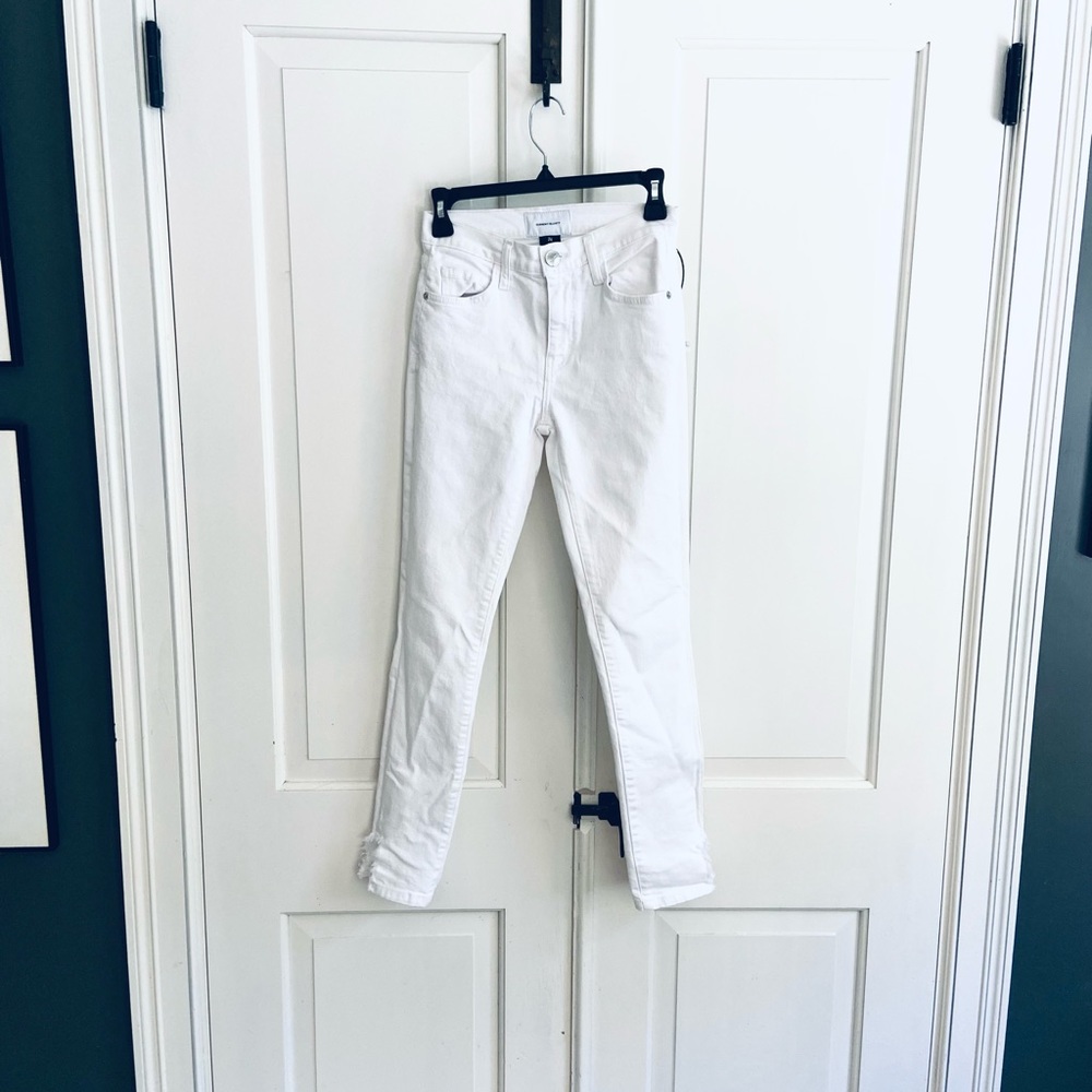 Current/Elliott “The High Waist Stiletto White Side Slit” Jeans in Color Sugar